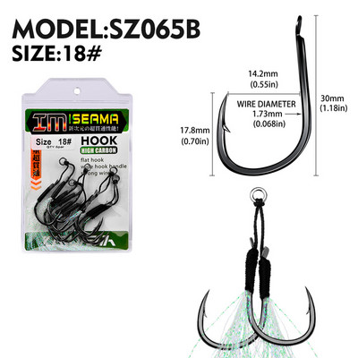 5paari/partii 11#-20# Jigging Assist Hook Kärbseõngekonks, Okastega topeltteravad konksud koos keermega sulgedega mereõngekonksu kalastustarbed