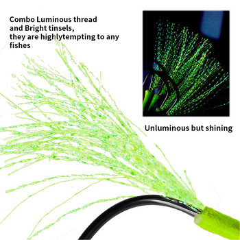 2 Ζεύγος/παρτίδα Double Jigs High Carbon Steel Fishing Flat Sharp Assist Hook Fishing Lure Slow Jigging Cast Barbed with Feather Hook