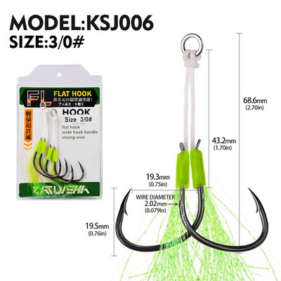 2 pāri/partija Dubultās džigas ar augstu oglekļa tēraudu makšķerēšanas plakans, ass palīgāķis, makšķerēšanas māneklis, lēns āķis, lietie dzeloņstieņi ar spalvu āķiem