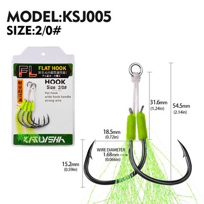 2 pāri/partija Dubultās džigas ar augstu oglekļa tēraudu makšķerēšanas plakans, ass palīgāķis, makšķerēšanas māneklis, lēns āķis, lietie dzeloņstieņi ar spalvu āķiem