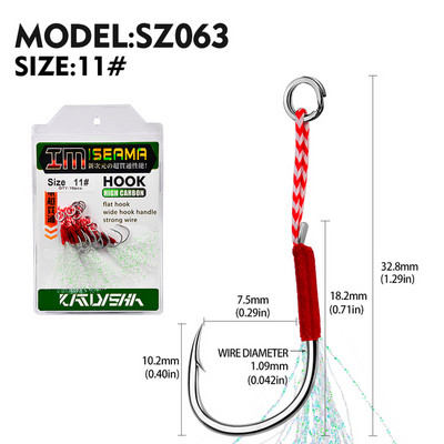 10 vnt Jigging 11#-20# Fly Jig Assist Fishing Kabliukas Spygliuotas vienas aštrus, stipresnis karpių kabliukas su sriegiu, plunksna, virve jūrinis kabliukas