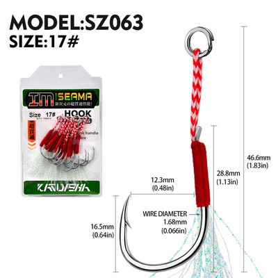 10 vnt Jigging 11#-20# Fly Jig Assist Fishing Kabliukas Spygliuotas vienas aštrus, stipresnis karpių kabliukas su sriegiu, plunksna, virve jūrinis kabliukas