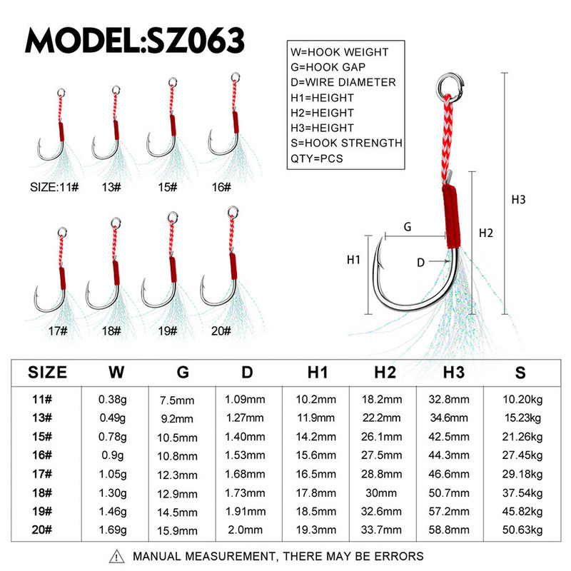 10 vnt Jigging 11#-20# Fly Jig Assist Fishing Kabliukas Spygliuotas vienas aštrus, stipresnis karpių kabliukas su sriegiu, plunksna, virve jūrinis kabliukas