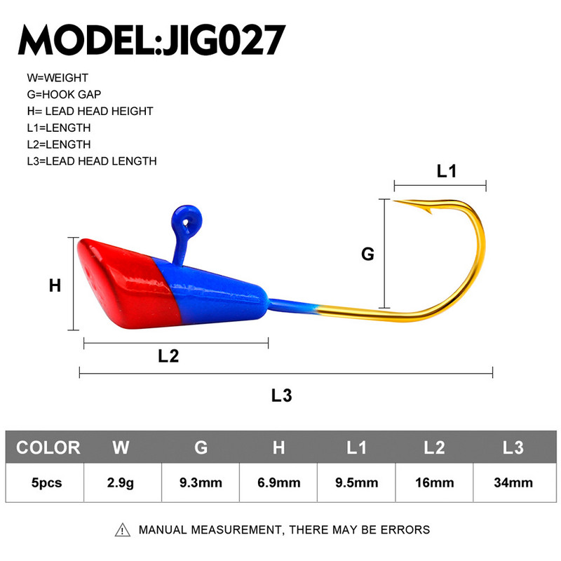 5tk/partii Pehme ussikonksu õngekonksud mitmevärvilised Jig Head teravad konksud Jigging landi kalastustarbed 0,8g 1,8g 2,9g