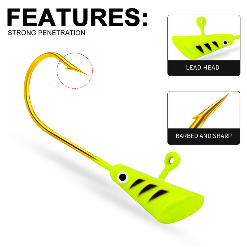 5tk/partii Pehme ussikonksu õngekonksud mitmevärvilised Jig Head teravad konksud Jigging landi kalastustarbed 0,8g 1,8g 2,9g