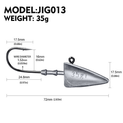 2 vnt/stal. Trikampio galvutės kabliukai Žvejybos kabliukai Jig Head 7g 10g 15g 21g 28g 35g Minkšto masalo kabliukai Žvejybos trikampiai kabliukai