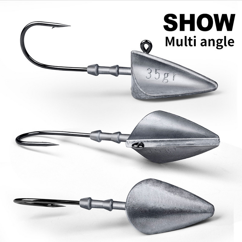 2 vnt/stal. Trikampio galvutės kabliukai Žvejybos kabliukai Jig Head 7g 10g 15g 21g 28g 35g Minkšto masalo kabliukai Žvejybos trikampiai kabliukai