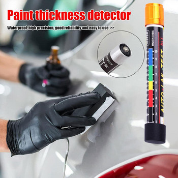 Тестер за дебелина на боята на автомобила Писалка с магнитен накрайник Индикатор за скала Преносим тестер за боядисване на автомобила Измервател на покритието Тест за проверка при сблъсък