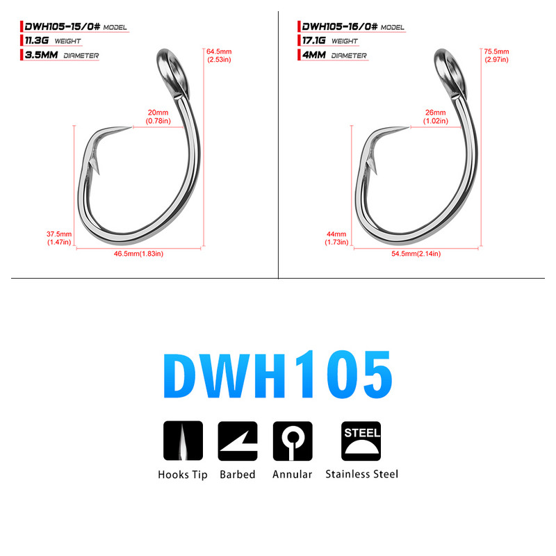 5 vnt. / siunta 11/0#-16/0# Nerūdijančio plieno sūraus vandens Jig Žvejybos Kablio Apskritimas Kabliukas Žvejyba Pesca Anzol Karpio Jig Žvejybos reikmenys