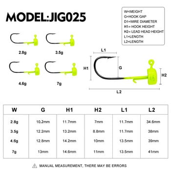 5τμχ/παρτίδα Jig Fishing Hooks Worm Bait Jig Head Hooks Jigging Lure Fishing Tackle soft lure Αξεσουάρ 2,8g 3,5g 4,6g 7g