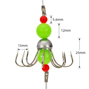 Кука за калмари Удобни ярки цветове Аксесоари за риболовни принадлежности Кука за октопод Високовъглеродна стомана Метална стръв Abs Риболовна кука Твърди пайети