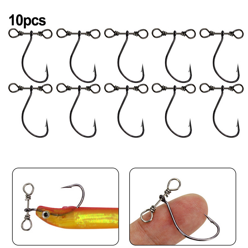 Balanso viengubas kabliukas juodas, anglies dioksidas iš plieno, nikelio sliekiniai kabliukai, minkšti kabliukai, 2,5 cm/0,4 g 360° pasukami 2023 m. Nauja