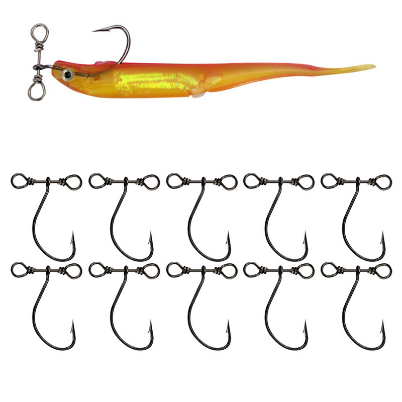 Balanso viengubas kabliukas juodas, anglies dioksidas iš plieno, nikelio sliekiniai kabliukai, minkšti kabliukai, 2,5 cm/0,4 g 360° pasukami 2023 m. Nauja