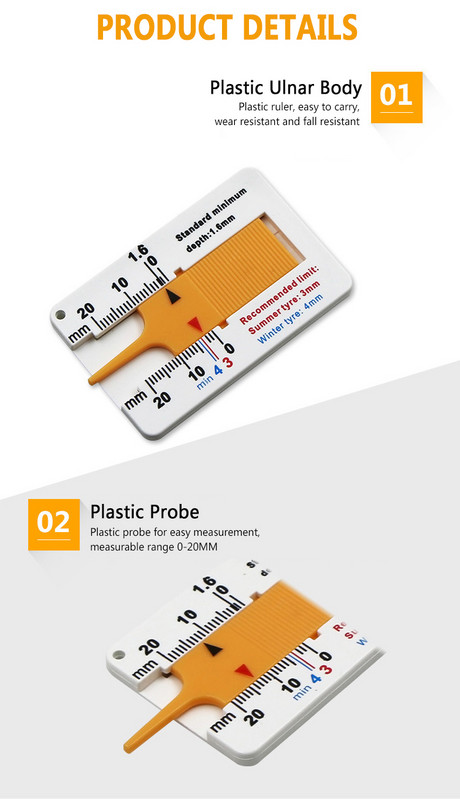 0-20 mm-es autó gumiabroncs futófelület-mélységmérő mélységjelző műszer, motorkerékpár utánfutó mérőeszköz gumiabroncs-javító szerszámok