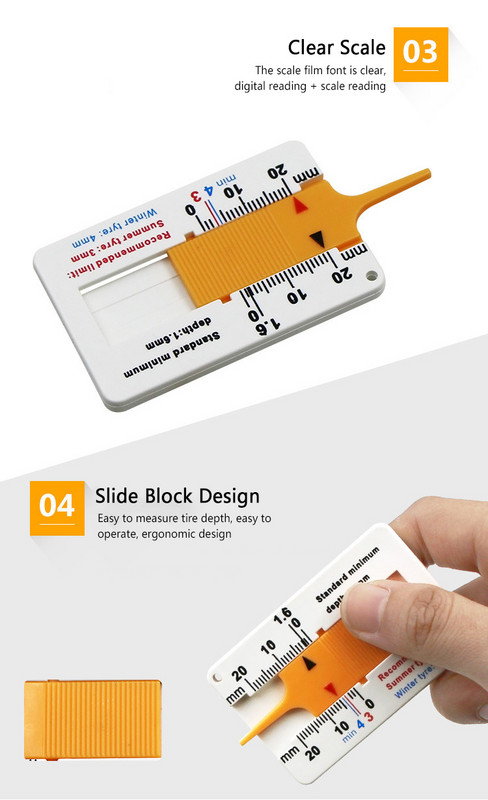 0-20 mm-es autó gumiabroncs futófelület-mélységmérő mélységjelző műszer, motorkerékpár utánfutó mérőeszköz gumiabroncs-javító szerszámok