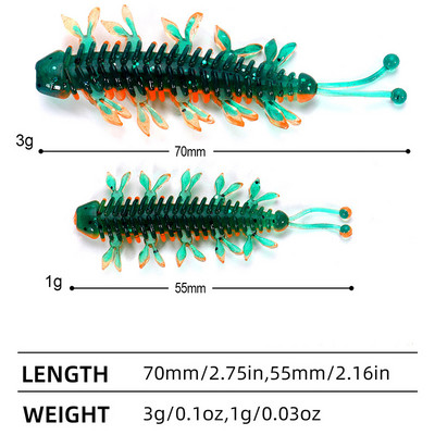 Sougayilang 12tk Worm Bait 55mm 70mm kalasööt Ujuv magevees Swimbaits Silikoonist pehme sööt karpkala bassi haugi püügiks