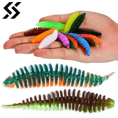 Sougayilang 12Pcs Worm Bait Мека стръв 40 мм 60 мм риболовни примамки Сладководни Swimbaits Силиконова мека стръв за риболов на шаран бас щука