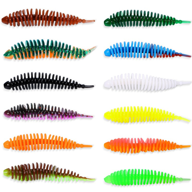 Sougayilang 12tk Worm Bait Pehme sööt 40mm 60mm Püügipeibutis Magevee Swimbaits Silikoonist Pehme sööt karpkala bassi haugi püügiks
