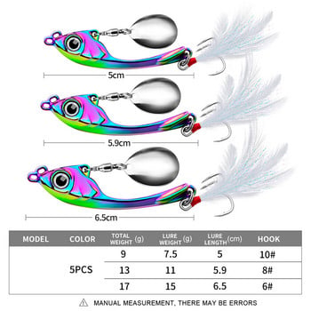 Spinner Bait 9g 13g 17g Metal Vib Fishing Lure Trolling Rolling Rotating Spoon Wobbler Sinking Hard Bait with Sequin Pesca for Bass Pike