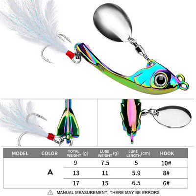 Spinner Bait 9g 13g 17g Metal Vib mamac za pecanje Trolling Rotating Spoon Wobbler Tonući tvrdi mamac sa šljokicama Pesca za Bass Pike