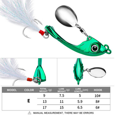 Spinner Bait 9g 13g 17g Metal Vib mamac za pecanje Trolling Rotating Spoon Wobbler Tonući tvrdi mamac sa šljokicama Pesca za Bass Pike