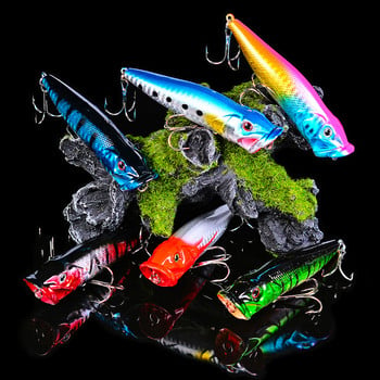 1 τμχ Fishing Lures Topwater Popper Bait 9,3cm 12g Hard Bait Artificial Wobblers Πλαστικό εργαλείο ψαρέματος με 4# γάντζους