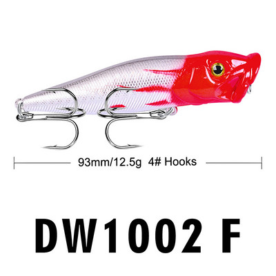 1db horgászcsalik Topwater Popper csali 9,3 cm 12g kemény csali mesterséges wobbler műanyag horgászfelszerelés 4 # horoggal