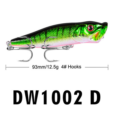 1db horgászcsalik Topwater Popper csali 9,3 cm 12g kemény csali mesterséges wobbler műanyag horgászfelszerelés 4 # horoggal