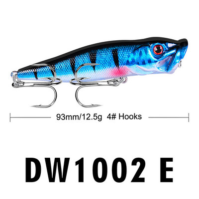 1db horgászcsalik Topwater Popper csali 9,3 cm 12g kemény csali mesterséges wobbler műanyag horgászfelszerelés 4 # horoggal