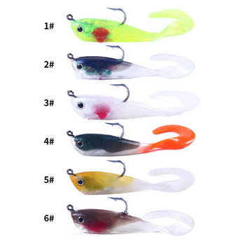 2023 Νέο 5 τεμ 7 χιλιοστών 10 γραμ. μαλακό δόλωμα Curly Worms Fishing Lures Swimmer T Tail Artficial Silicone Wobblers Jigging Fishing Bait