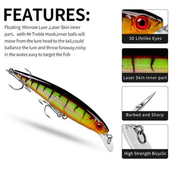 1 τεμ 11 cm 13,4 g Floating Minnow Fishing Lures Wobbler Crankbait Tackle 3D Eyes Hard Plastic Bait Bass Pike Carp Fishing