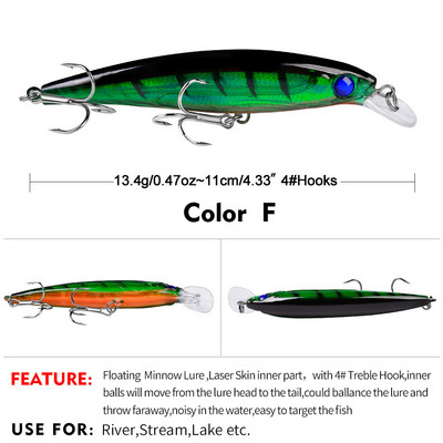1 τεμ 11 cm 13,4 g Floating Minnow Fishing Lures Wobbler Crankbait Tackle 3D Eyes Hard Plastic Bait Bass Pike Carp Fishing