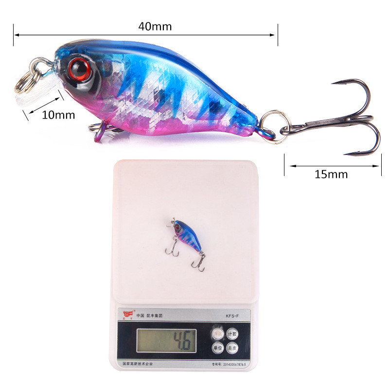 1 buc. Nalucă de pescuit tare 40 mm 4,6 g Mini Wobblers Crank Momeală pentru Stiucă Floating Crankbait Swimbait Pesca cu cârlig dublu