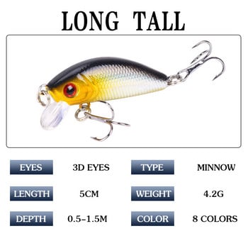 Minnow Fishing Lure 50mm 4,2g Topwater Hard Bait Wobbler Jig Bait Crankbait Κυπρίνος Ριγέ μπάσο Pesca Fishing Gear