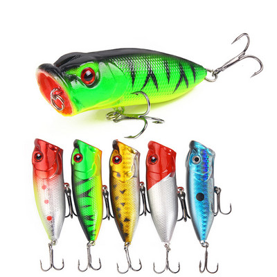 1 buc. Nalucă de pescuit Popper 6,5 cm/10 g Momeală tare Artificial Topwater Bass Păstrăv Știucă Wobbler Aparatură de pescuit cu 2 cârlige înalte
