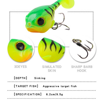 1 τεμ 62mm/9,5g Υψηλής ποιότητας Μαλακό Δόλωμα Balloonfish Deraball Τεχνητό δόλωμα σιλικόνης με αγκαθωτό γάντζο σκουληκιών για όλες τις προμήθειες ψαριών