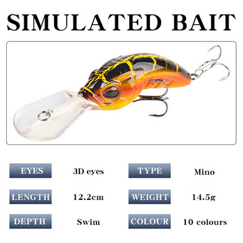 1 τεμ Minnow Fishing Lure 10,4cm14,5g Floating Hard Wobbler Bait Crankbait Κυπρίνος ριγέ μπάσο Pesca Είδη ψαρέματος SwimBait