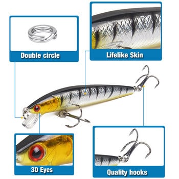 1 τεμ Fishing Lures Kit Minnow Sinking Wobbler Hard Bait Bionic 3D Eyesfor Bass Trout Walleye Redfish Saltwater