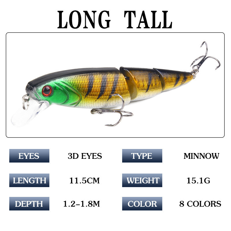 1Pcs Wobblers Multi-section Fishing Lure Minnow 3 Jointed Isca Artificial Hard Bait Crankbait Trolling Bass Pike Perch Tackle