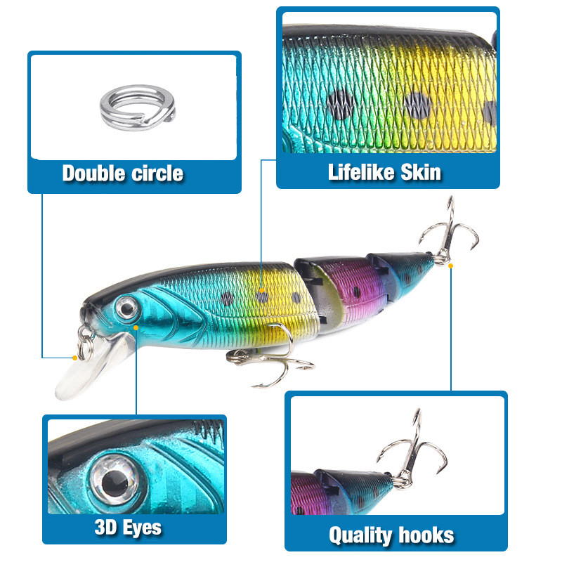 1Pcs Wobblers Multi-section Fishing Lure Minnow 3 Jointed Isca Artificial Hard Bait Crankbait Trolling Bass Pike Perch Tackle