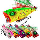 4,3 cm 4g Mini Popper Fishing Lures Topwater Hard Bait Artificial Wobblers Πλαστικό εργαλείο ψαρέματος Pesca με 10# γάντζους για πούπουλα