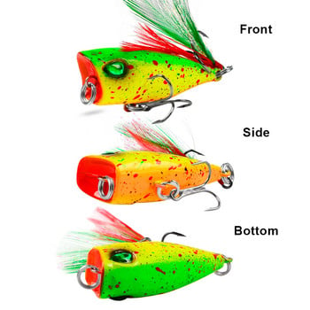 4,3 cm 4 g Мини попър риболовни примамки Topwater твърда стръв Изкуствени воблери Пластмасови риболовни принадлежности Pesca с 10 # куки за пера