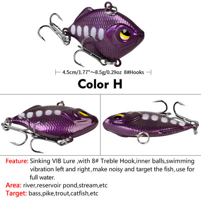 1 DB VIB kemény csali, 4,5 cm 8,5 g horgászcsali, süllyedő sörétes, zörgő Crankabit wobbler Isca mesterséges pesca basszuscsuka számára