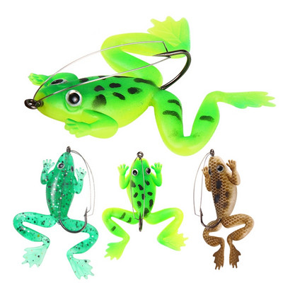 Frog Lure Bass Foreles makšķerēšanas mānekļi Reālistisks Prop Frog Mīksts Swimbait Peldošs ēsma ar āķiem Saltwater Saltwat