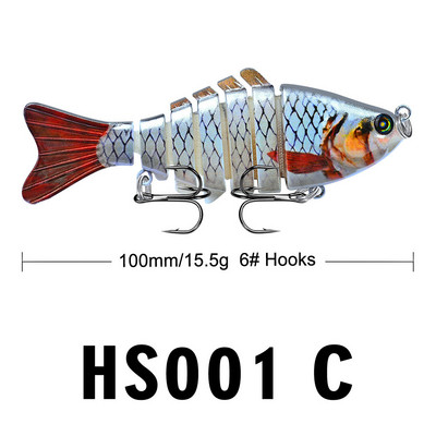 1 tk 10 cm 15 g 7-osalised Swimbait haugi voblerid Crankbait kalapüügi lant, mitme liigendiga kõva söödavarustus bassi jaoks