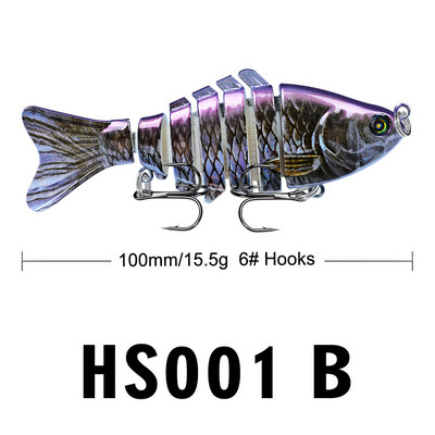 1 tk 10 cm 15 g 7-osalised Swimbait haugi voblerid Crankbait kalapüügi lant, mitme liigendiga kõva söödavarustus bassi jaoks