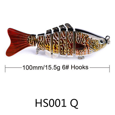 1 tk 10 cm 15 g 7-osalised Swimbait haugi voblerid Crankbait kalapüügi lant, mitme liigendiga kõva söödavarustus bassi jaoks