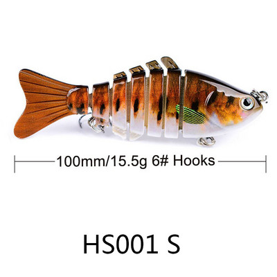 1 tk 10 cm 15 g 7-osalised Swimbait haugi voblerid Crankbait kalapüügi lant, mitme liigendiga kõva söödavarustus bassi jaoks