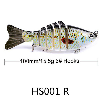 1 tk 10 cm 15 g 7-osalised Swimbait haugi voblerid Crankbait kalapüügi lant, mitme liigendiga kõva söödavarustus bassi jaoks