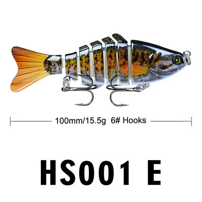1 tk 10 cm 15 g 7-osalised Swimbait haugi voblerid Crankbait kalapüügi lant, mitme liigendiga kõva söödavarustus bassi jaoks